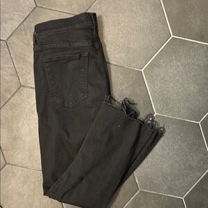 Mother Black Ankle Fray Jeans